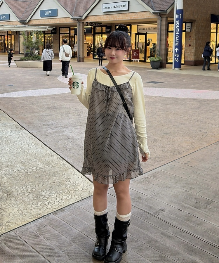 ドットシアーキャミワンピース CHARCOAL