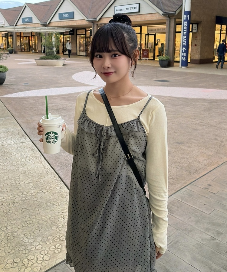 ドットシアーキャミワンピース CHARCOAL