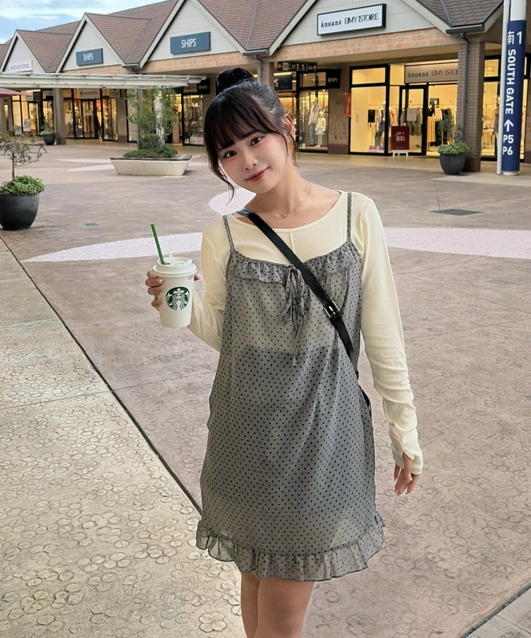 ドットシアーキャミワンピース CHARCOAL