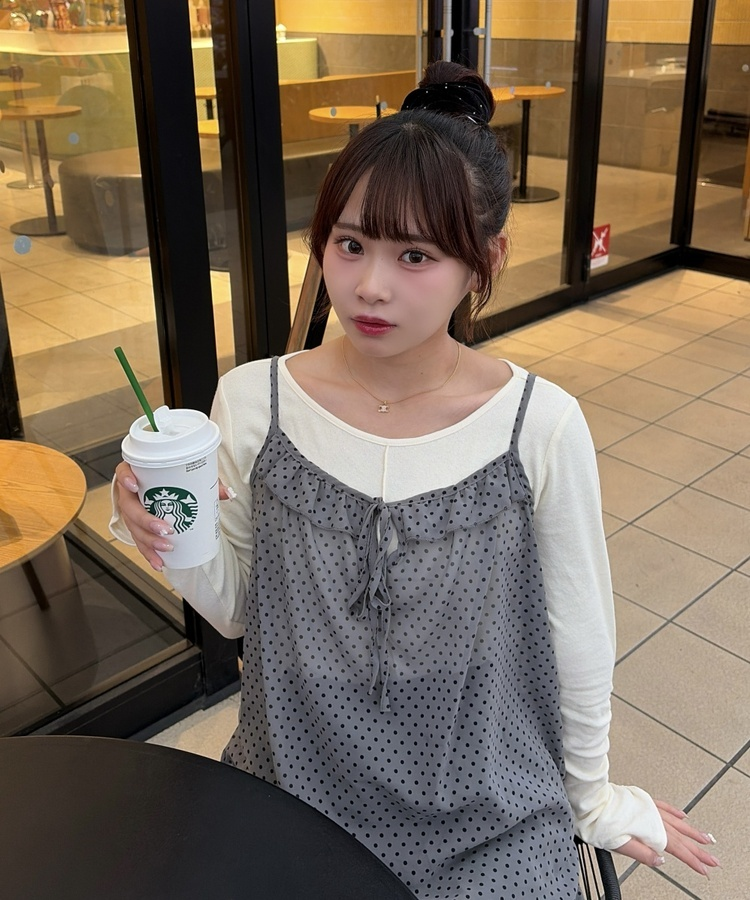 ドットシアーキャミワンピース CHARCOAL