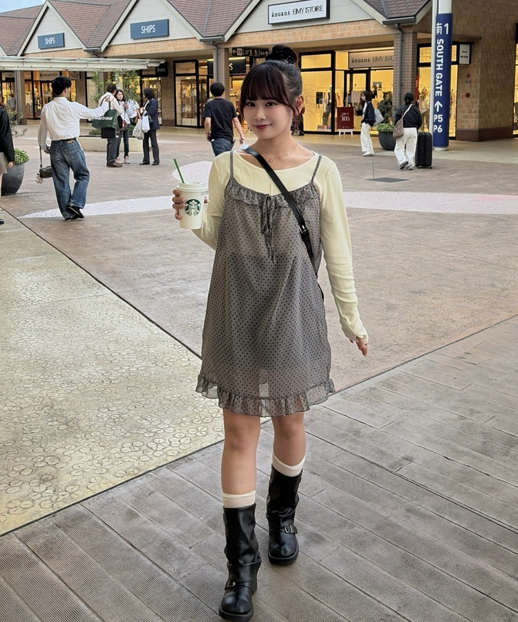 ドットシアーキャミワンピース CHARCOAL