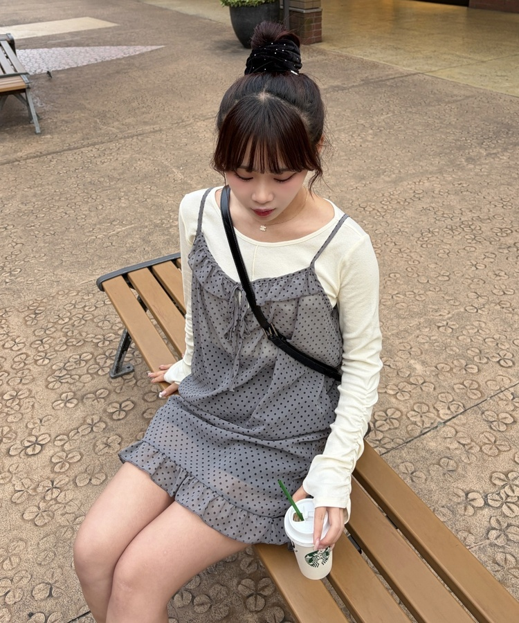 ドットシアーキャミワンピース CHARCOAL