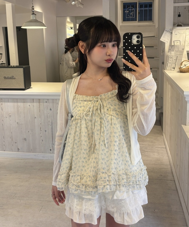 잔꽃 프릴 리본 나시탑 소라