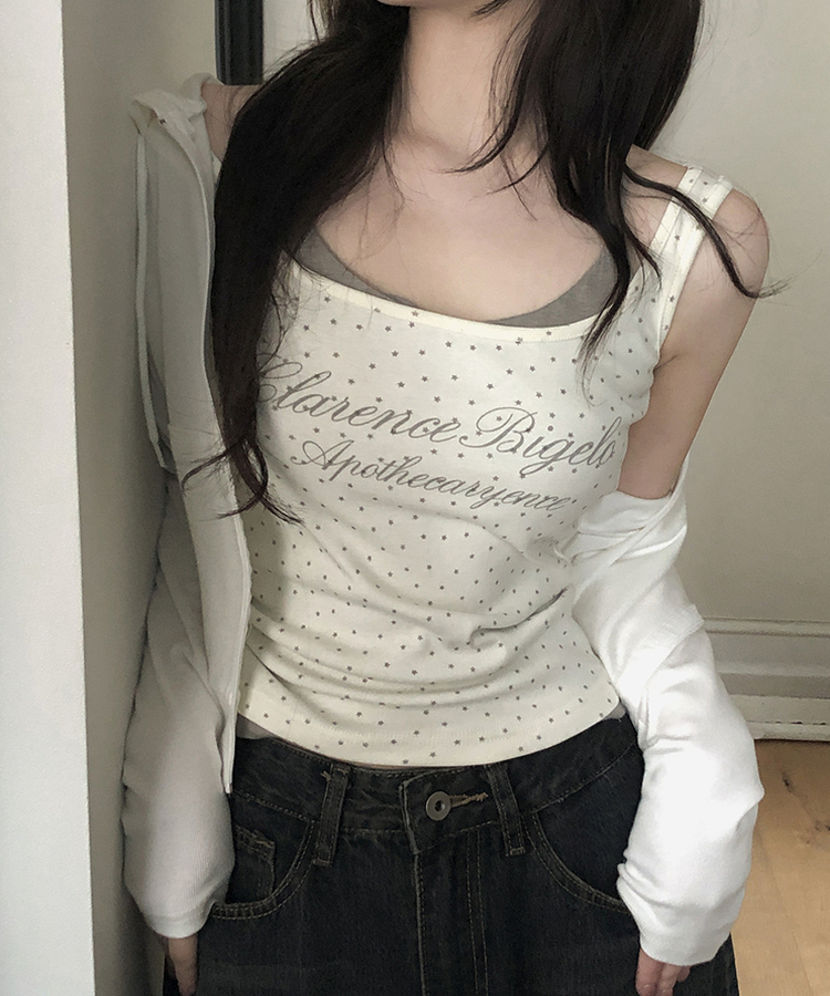 リブセミクロップドフードジップアップ WHITE