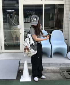 메쉬 스트링 백팩 아이보리