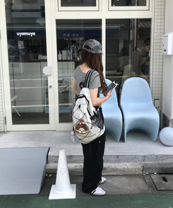 메쉬 스트링 백팩 아이보리