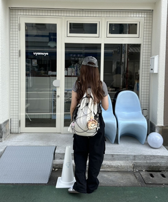 메쉬 스트링 백팩 아이보리