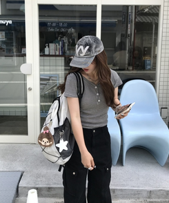 메쉬 스트링 백팩 아이보리