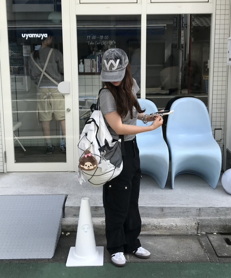 메쉬 스트링 백팩 아이보리