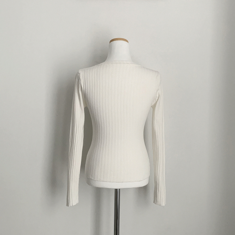 부드러워요 레이스 브이넥 버튼 슬림핏 골지 긴팔니트