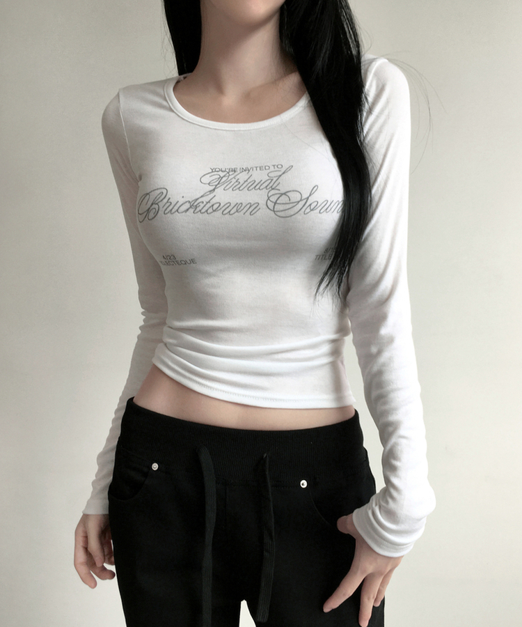 리에트 레터링 긴팔 티셔츠 슬림핏 유넥 롱슬리브 여리 힙무드 스판 레이어드 얇은 티 데일리룩 간절기템 사계절템 봄 티셔츠 아이보리