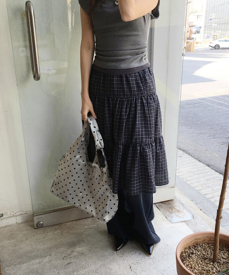 チェックミディスカート BLACK