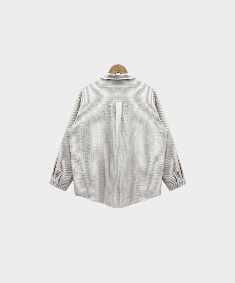 빙그레 투웨이 옆단추 스트라이프 루즈핏 셔츠 남방