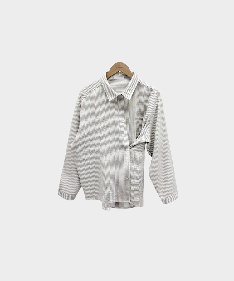 빙그레 투웨이 옆단추 스트라이프 루즈핏 셔츠 남방