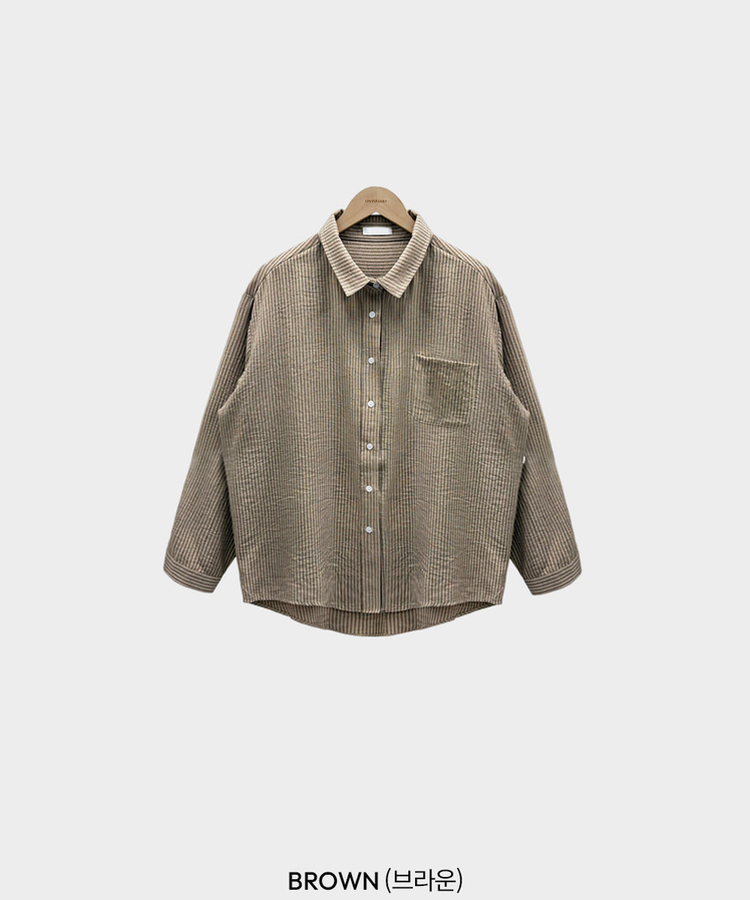 빙그레 투웨이 옆단추 스트라이프 루즈핏 셔츠 남방