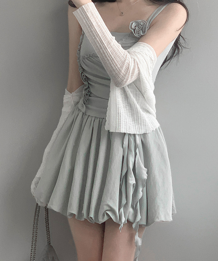 ディープVネックレースシアーカーディガン IVORY