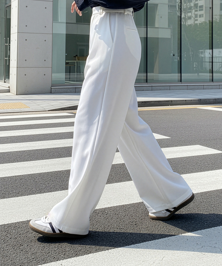 ワイドバンドスラックス WHITE