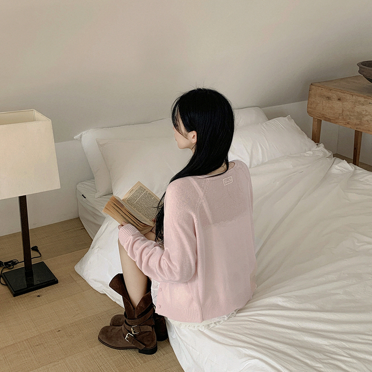 햇빛차단 레이스패치 썸머 라운드 핑크 파스텔 시스루 여름가디건 팔뚝살커버 벚꽃룩 핑크