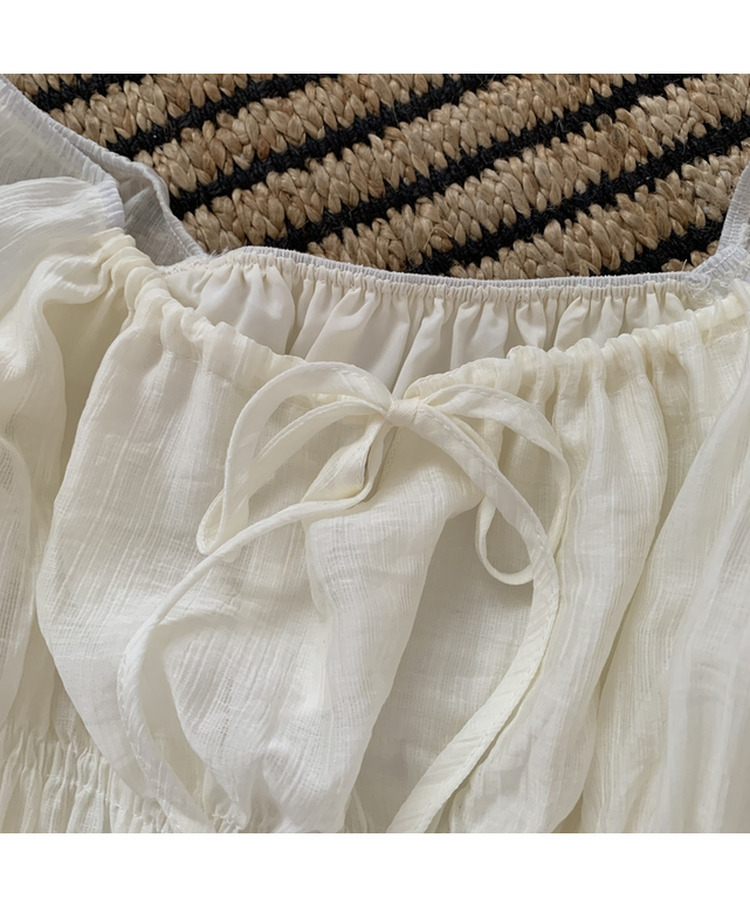 リボンシャーリングフレアブラウス