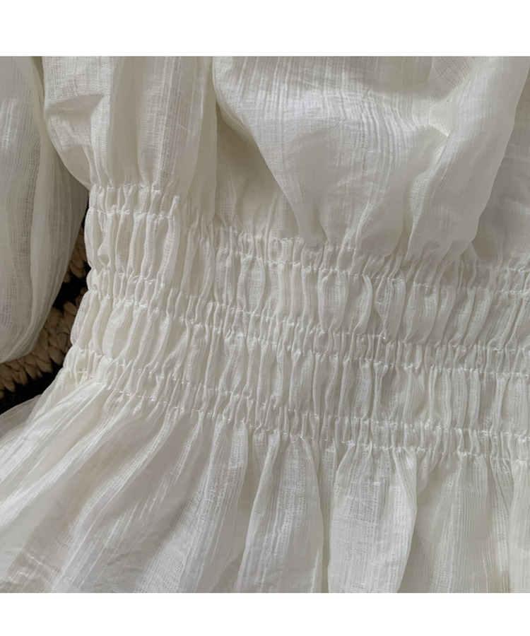 リボンシャーリングフレアブラウス