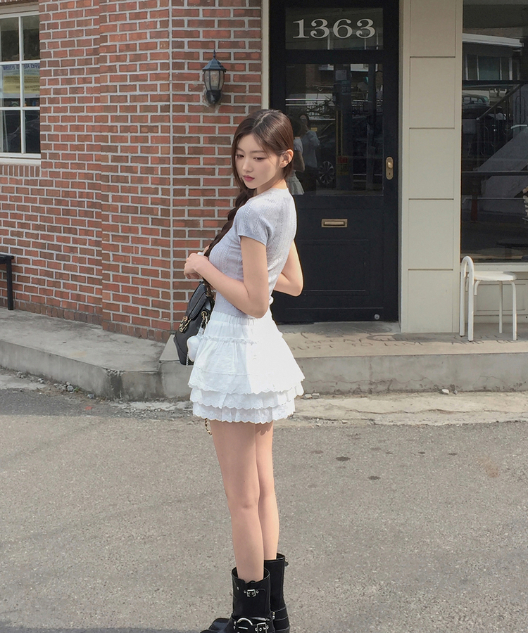 ティアードレーススカートパンツ WHITE