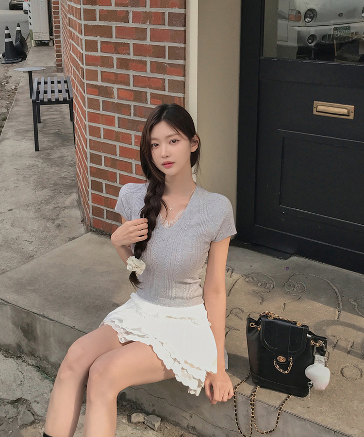 ティアードレーススカートパンツ WHITE