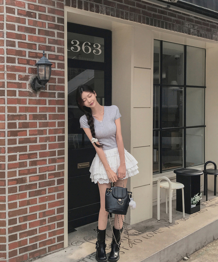 ティアードレーススカートパンツ WHITE