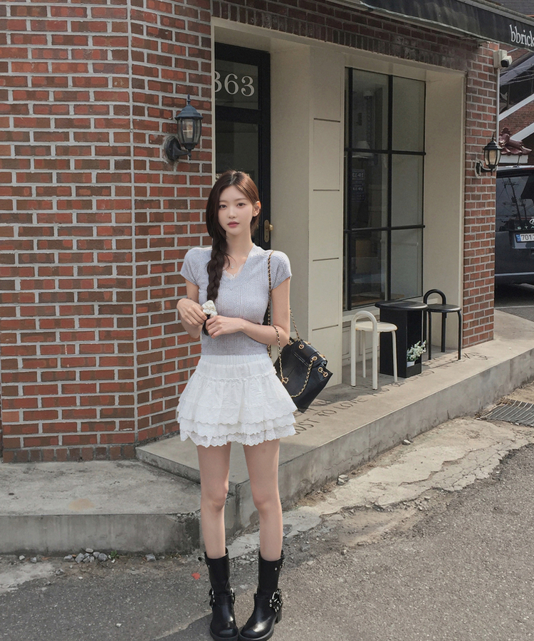 ティアードレーススカートパンツ WHITE