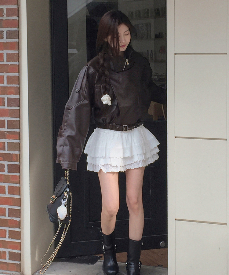 ティアードレーススカートパンツ WHITE