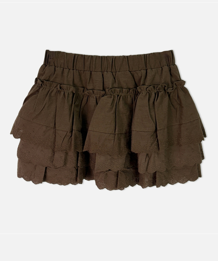 ティアードレーススカートパンツ