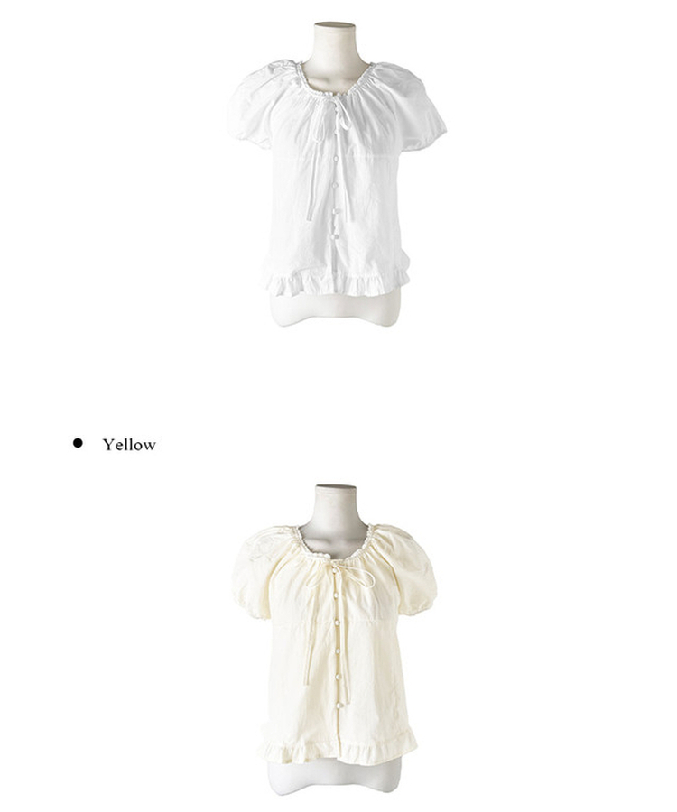 ボタンリボンフリルブラウス