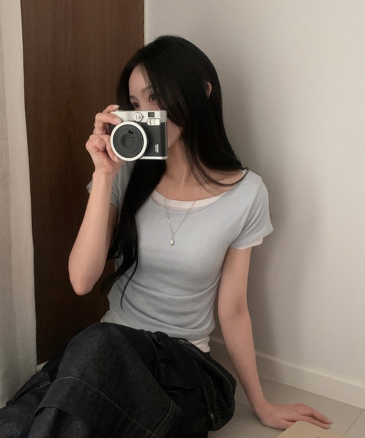 델리 레이어드 보트넥 셔링 여리핏 반팔 니트티셔츠 투피스 8color 소라
