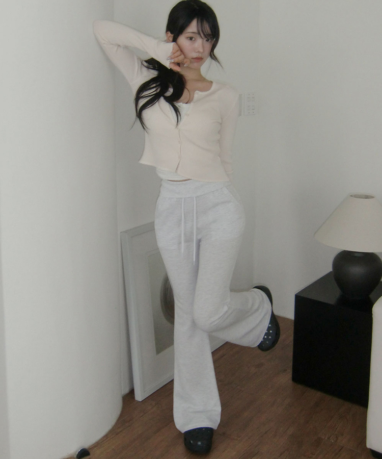 【丈別】ブーツカットトレーニングパンツ MELANGE WHITE