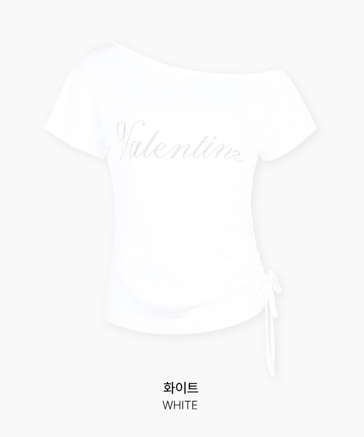 オフショルダーシャーリング半袖Tシャツ(5color)