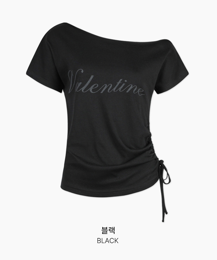 オフショルダーシャーリング半袖Tシャツ(5color)