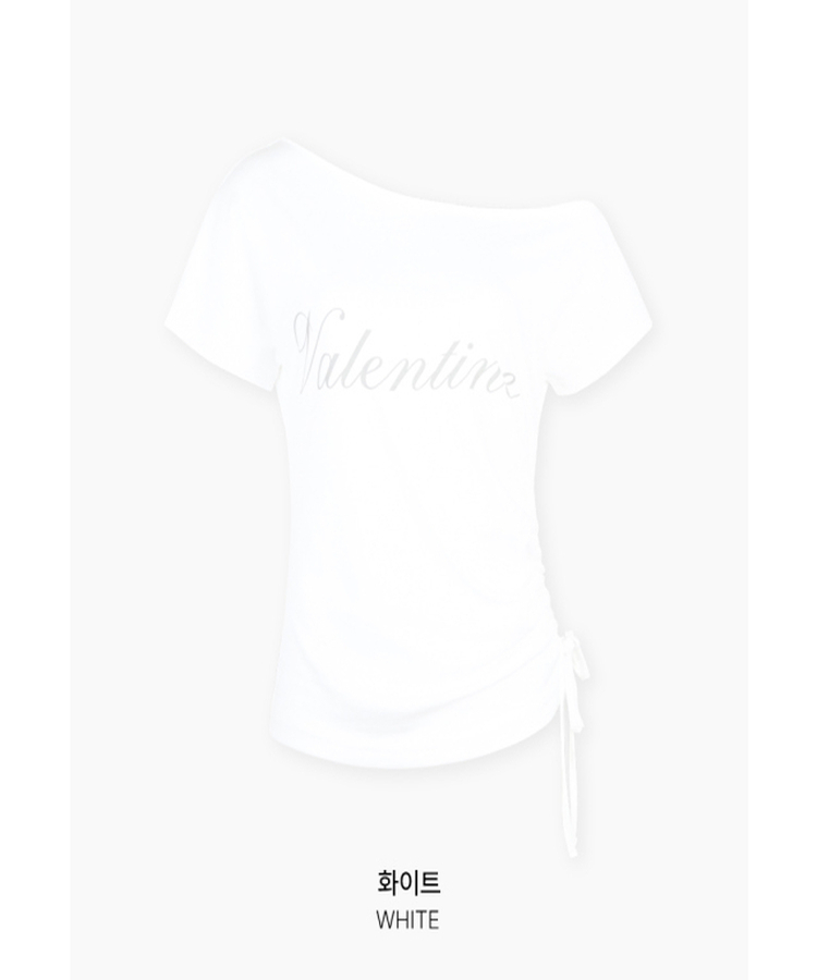 オフショルダーシャーリング半袖Tシャツ(5color)