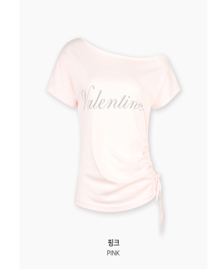 オフショルダーシャーリング半袖Tシャツ(5color)