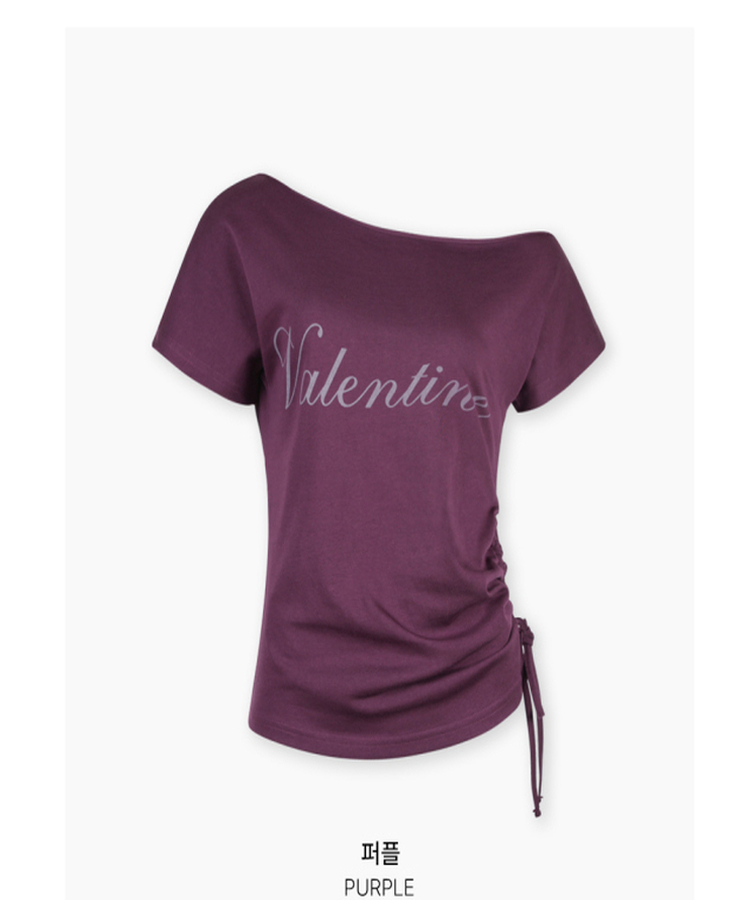 オフショルダーシャーリング半袖Tシャツ(5color)