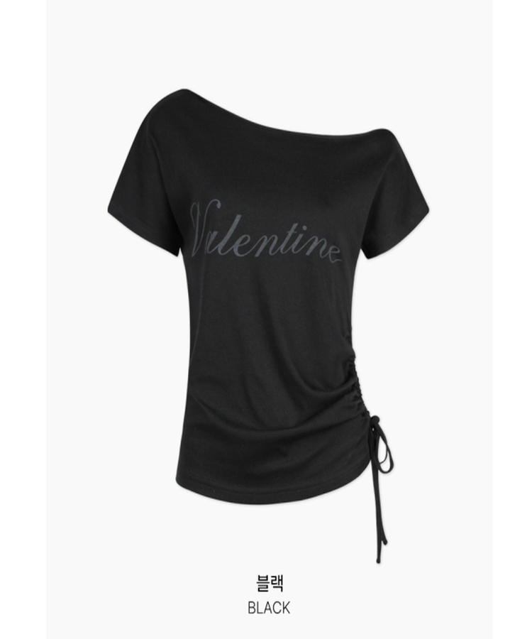 オフショルダーシャーリング半袖Tシャツ(5color)