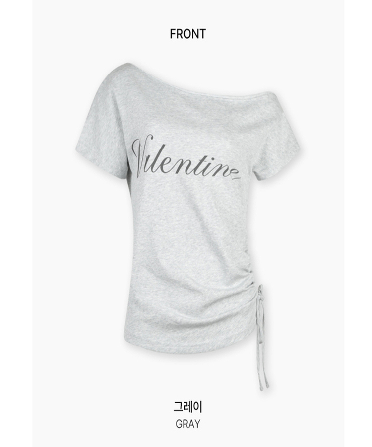 オフショルダーシャーリング半袖Tシャツ(5color)