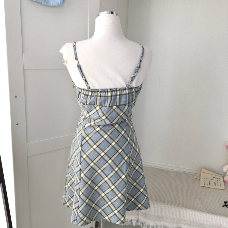 リボンチェックキャミソールミニワンピース