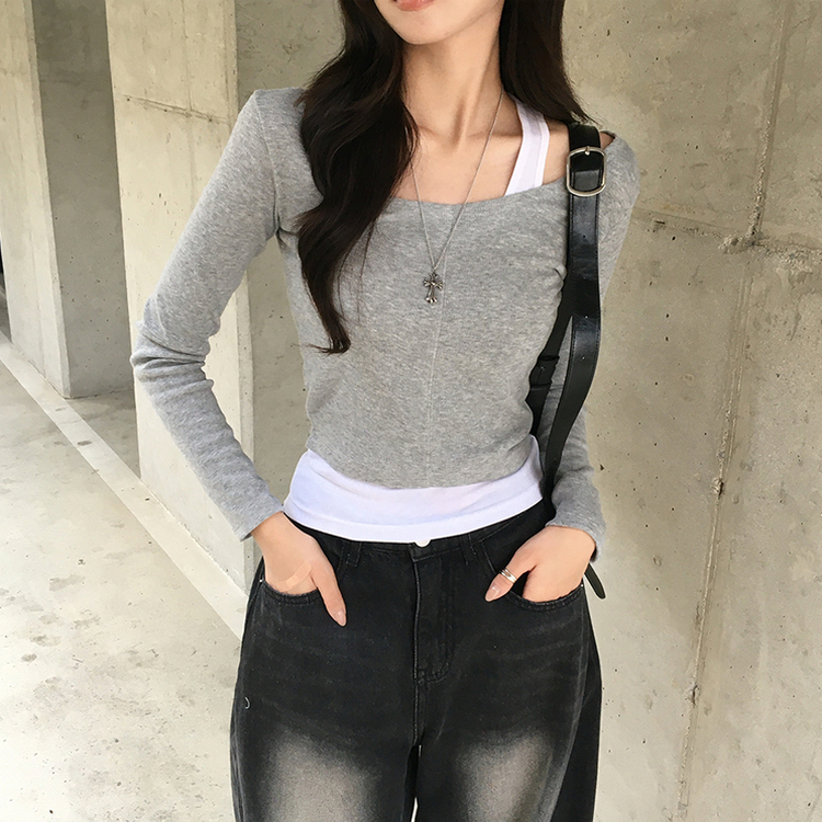 キャミソール長袖Tシャツレイヤード(5color) GREY