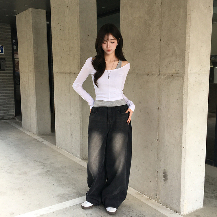 キャミソール長袖Tシャツレイヤード(5color) WHITE