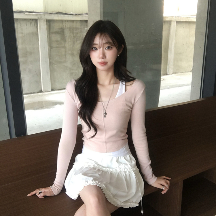 キャミソール長袖Tシャツレイヤード(5color) LIGHT PINK