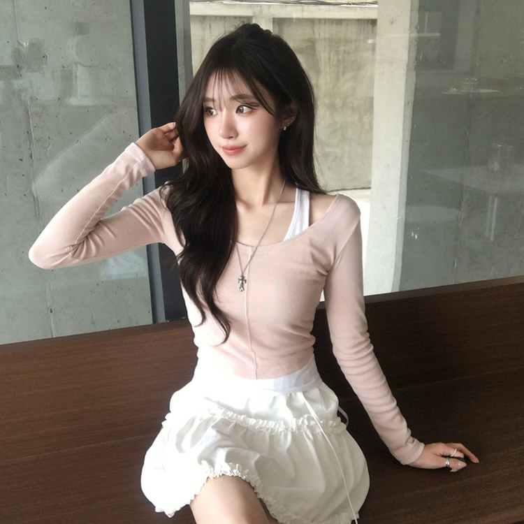 キャミソール長袖Tシャツレイヤード(5color) LIGHT PINK