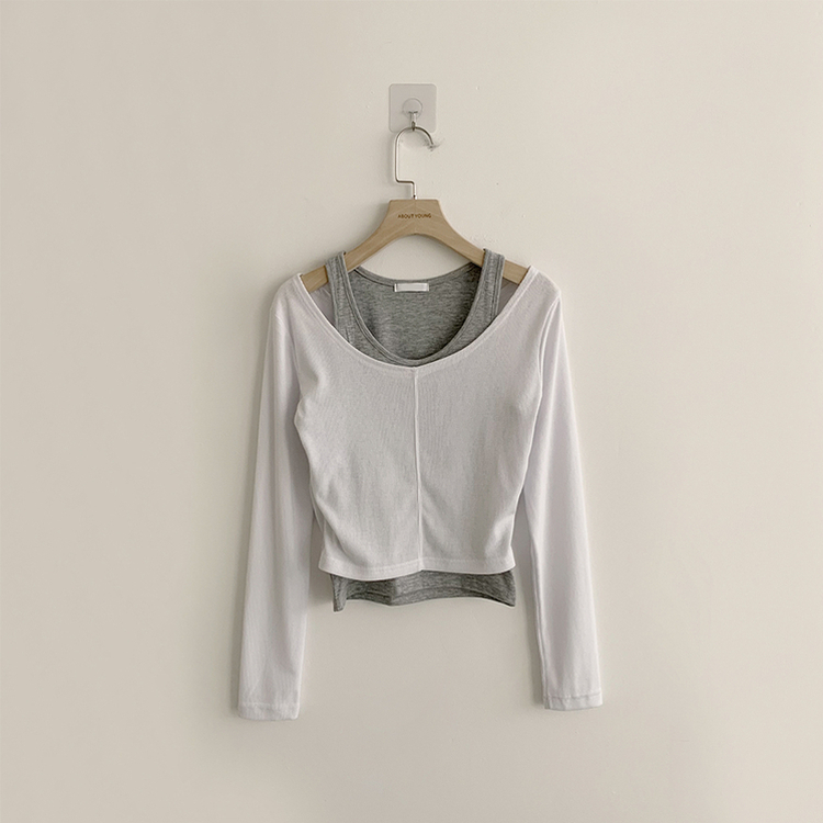 キャミソール長袖Tシャツレイヤード(5color)