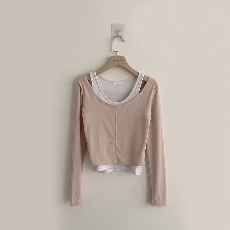 キャミソール長袖Tシャツレイヤード(5color)