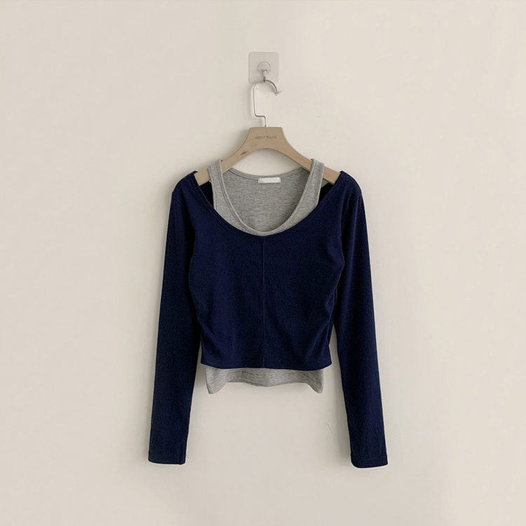 キャミソール長袖Tシャツレイヤード(5color)