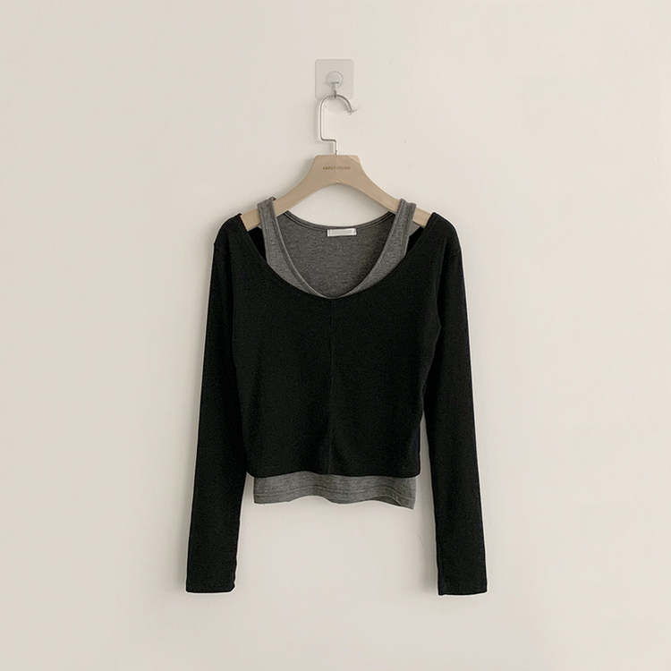 キャミソール長袖Tシャツレイヤード(5color)