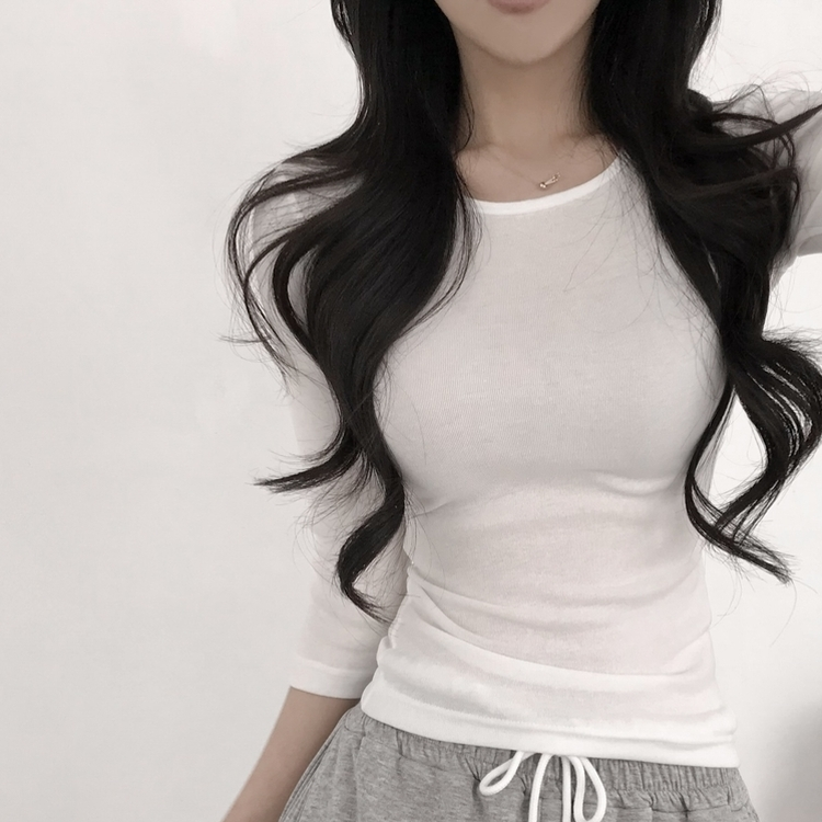 サイドシャーリング7分Tシャツ(10color) IVORY